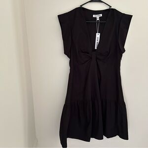 NWT‎ Steve Madden Mini Dress Medium Black 100% Cotton zip Closure Cap Sleeve